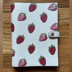 Coach White and Red Strawberry Print Accessory